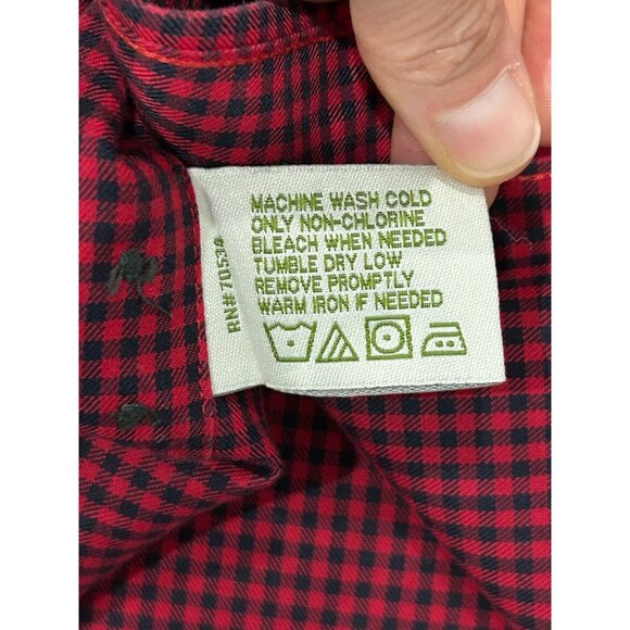 Orvis Gingham Check Long Sleeve Button Front Shirt Red Black Sz XXL Officewear - Picture 7 of 9